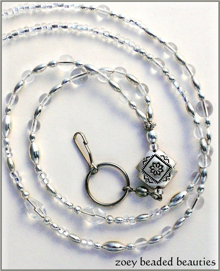 Silver Beaded Lanyard/Id Badge Holder/Necklace