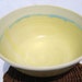 Large Pale Yellow with White and Turquoise Trim Serving Bowl by Goldhawk Pottery