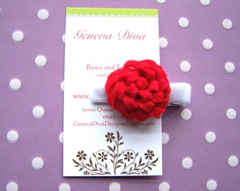 Red Mum Felt Flower Hairclip...Perfect for Valentine's Day