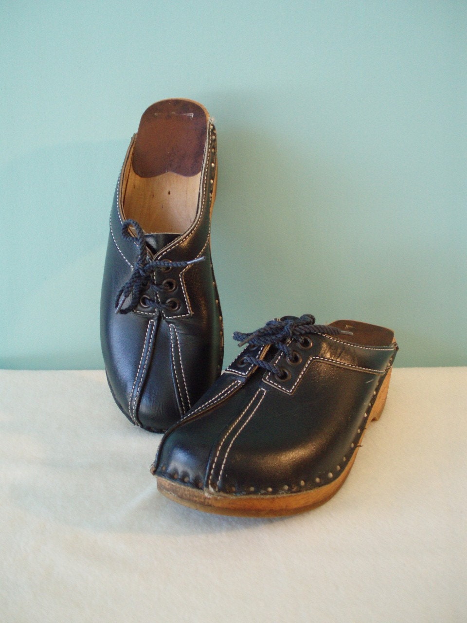 Classic Wood Clogs from Bastad Navy Blue Size 6 1/2 37