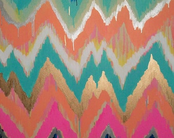 Custom ikat chevron 36x48 Painting by Jennifer Moreman