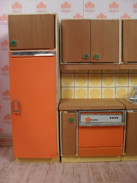 Vintage Lundby Dollhouse Modern Kitchen Set from 1976