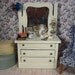 Vintage Wooden Dresser with Mirror and Three Drawers for Dollhouse