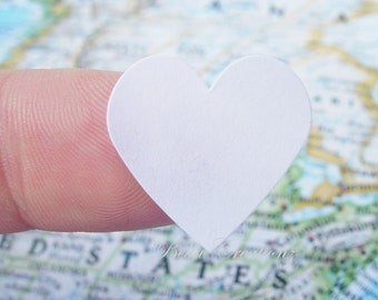 48 White Heart Stickers - Envelope Seals