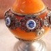 Vintage filigree bracelet cobalt porcelain flowers REALLY pretty