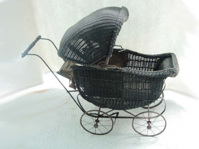 antique wicker dolls pram