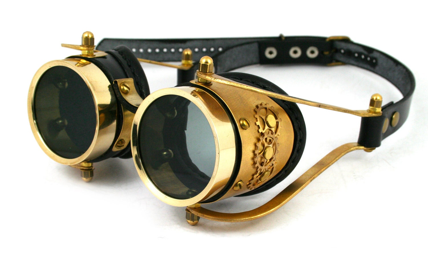Steampunk Goggles Made Of Solid Brass Black Leather By Mannandco