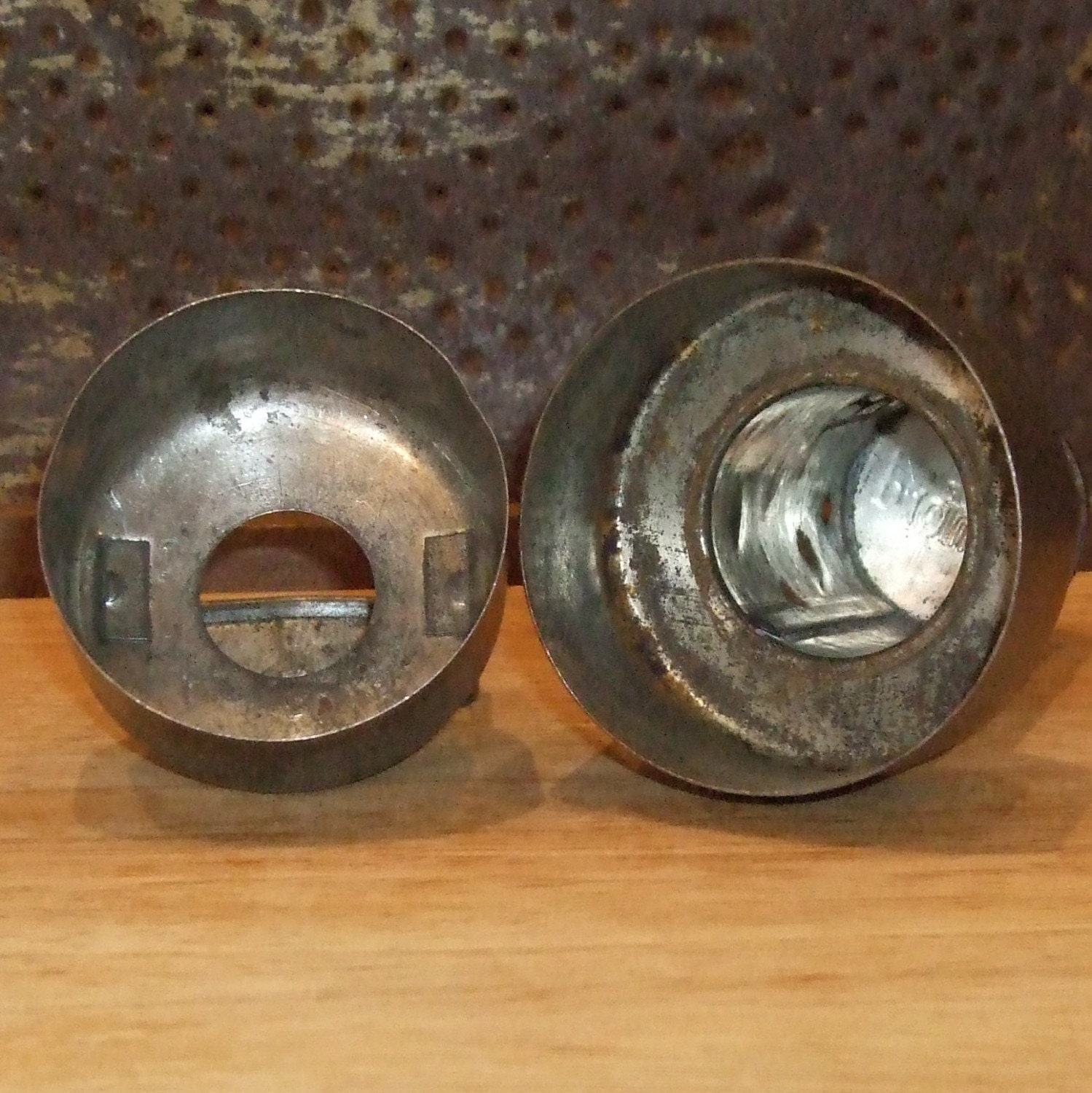 Antique Tin BISCUIT CUTTERS one Advertising for by EggCrateVintage