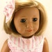 Made For American Girl Doll - Other 18 Inch Dolls - Pink and White Checks and Stripes Sleeveless Dress and Matching Hair Bow
