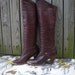 70s Burgundy Leather OVER THE KNEE BOOTS, size 8