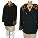 Reserved for Farallone...Black Wool Pea Coat / 1960 jacket / leopard fur / S-M