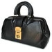 Doctor Bag / black leather handbag / 1960s