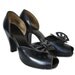 1940s Heels / 40s peep toe / black leather / size 7 1/2