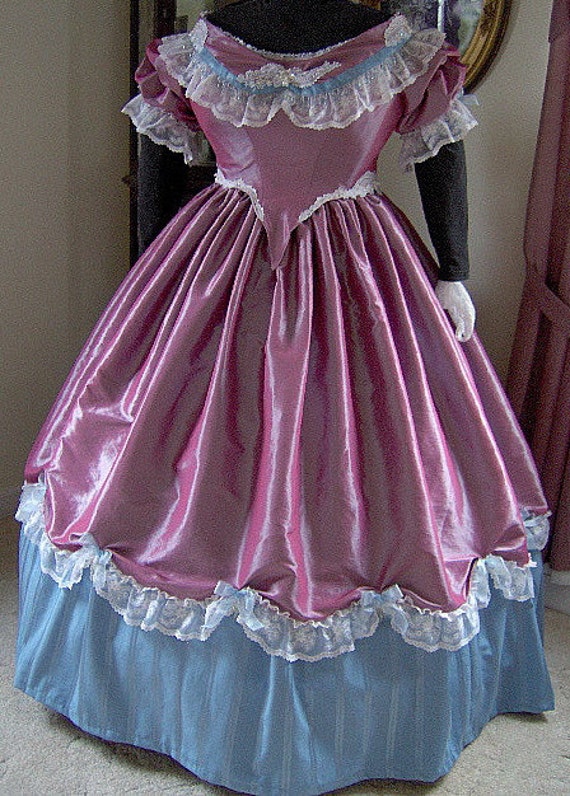 Items similar to 1800's Victorian Ballgown - 1860s Civil War Ball Gown ...