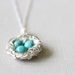 RESERVED LISTING - for Jeremy: Bird Nest Necklace in Sterling Silver with Turquoise Eggs