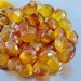 Destash Glownig Amber Gem Chalcedony Faceted Large Heart Briolette Drop Beads 11-14mm 48 beads mix lot
