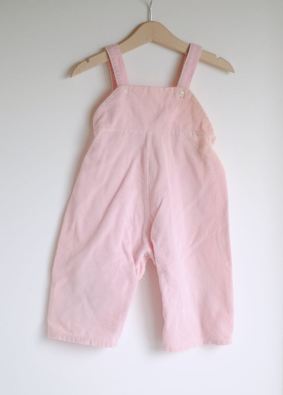 Vintage Baby Girl Overalls Pink Corduroy 12m by HartandSew