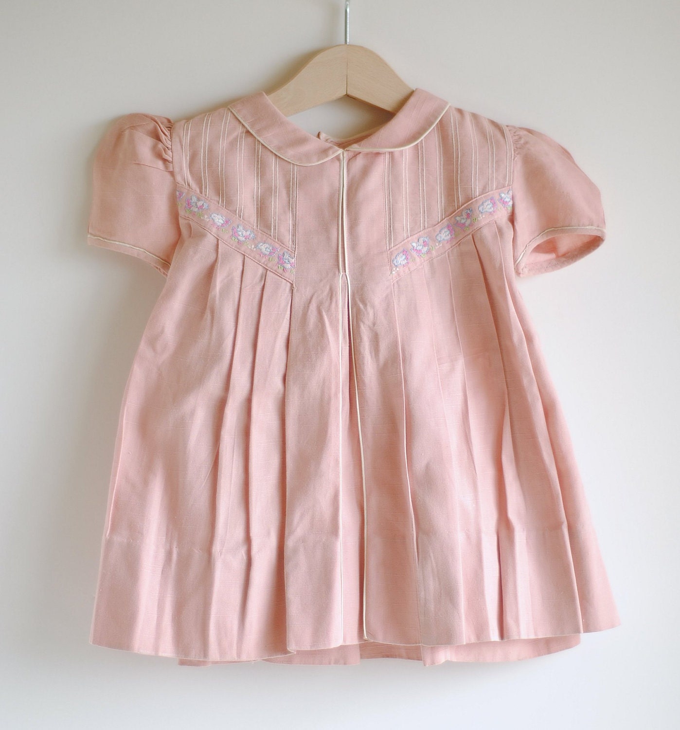 Vintage 1940's Toddler Girl Dress Pink CHICKS by HartandSew