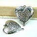 4pcs Heart Antique Silver Filigree Pendant Charm Connector - CHM-FL-498AB