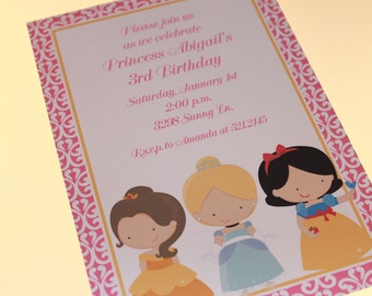 Custom Printed Princess Birthday Invitations