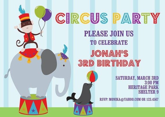 Circus Birthday Party Invitations Il_570xn
