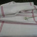 antique handloomed linen roll 10.67y FRENCH REd checkered wedding decor curtain fabric