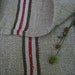 antique grain sack cushion tablerunner upholstery RED GREEN elegant wedding decor