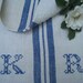 antique grain sack cushion tablerunner upholstery SWEDISH BLUE wedding decor