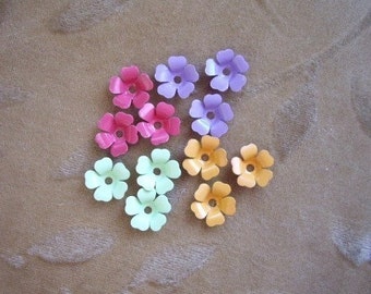 Vintage metal enamel flower beads, mix,13m, Lot of 16