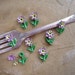 Vintage enamel, bead stem/flower, lilac, yellow, Lot of 4 sets