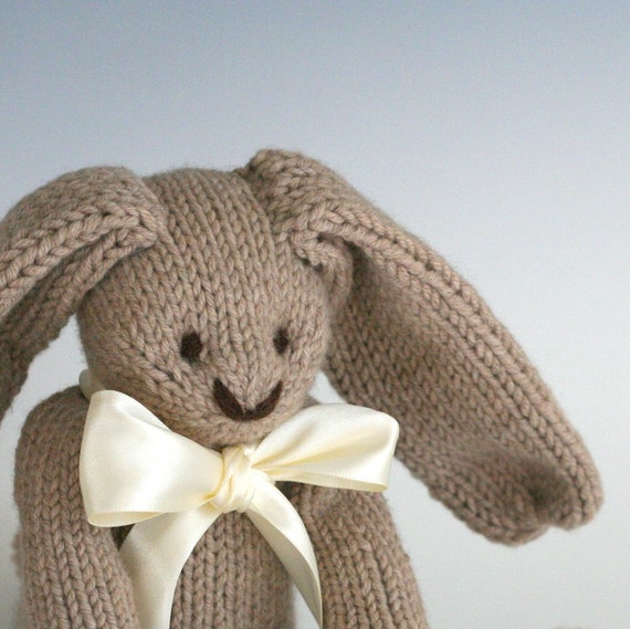 Large Cashmere Bunny Porridge Hand Knit Luxury Toy Rabbit