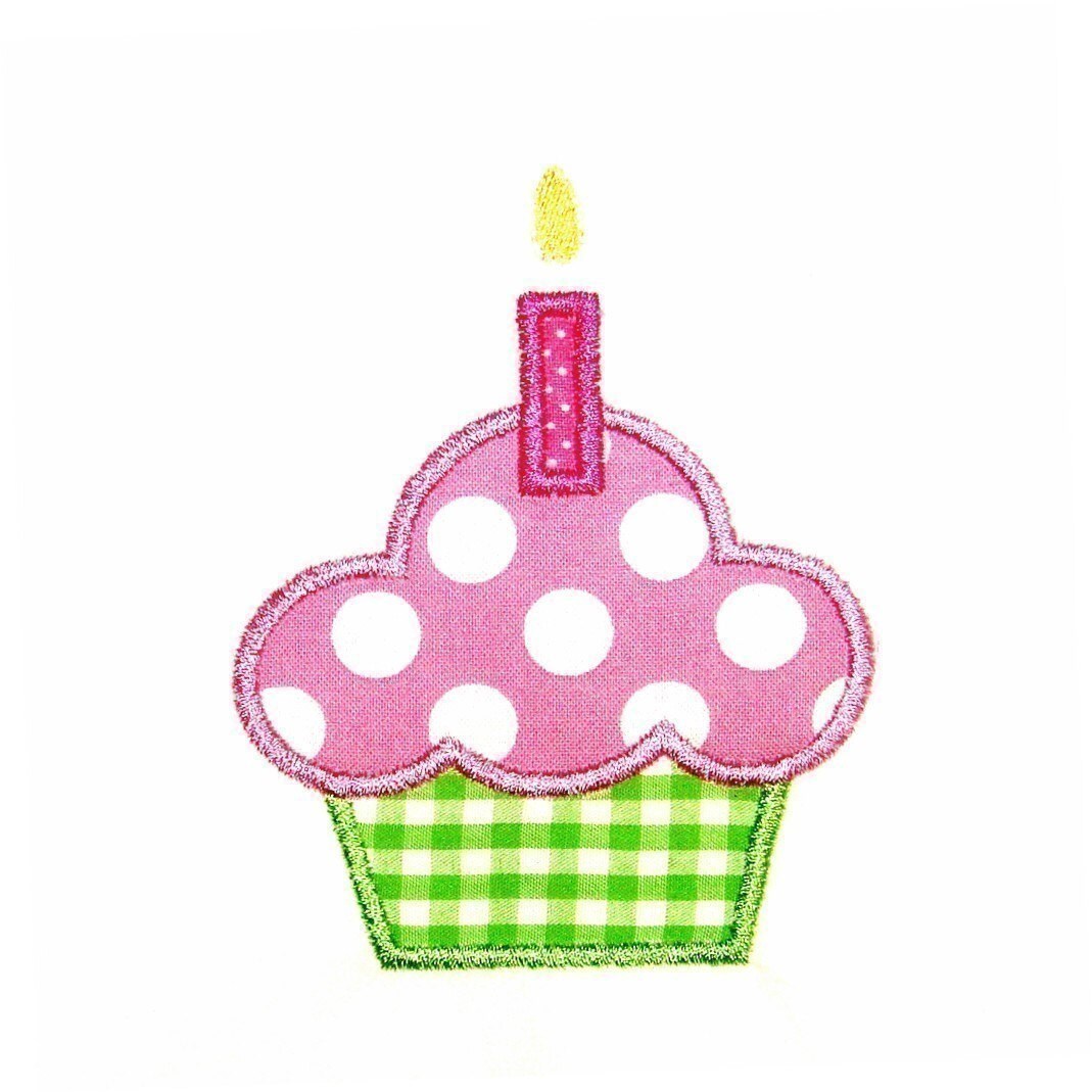 Machine Embroidery Design Cupcake Applique With and Without