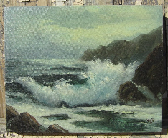 Seascape Original Signed Oil Painting by by ShirleysCandyShop