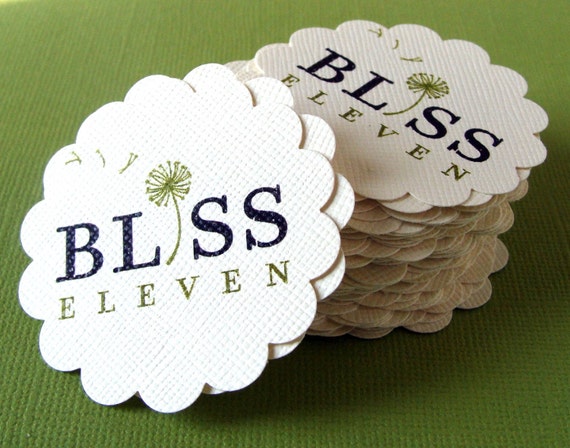 Items similar to 20 Personalized Round Scallop Tags, Labels or Favor ...