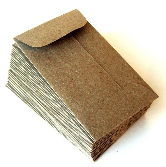 Mini . 2.25 Brown KRAFT  30 mini Paper Bag 3.75 bags kraft Envelopes paper Natural x