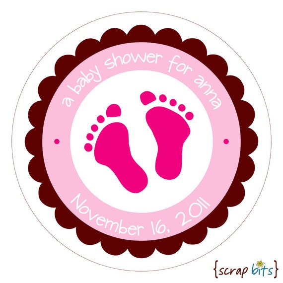 Baby Footprints Personalized Baby Shower Stickers, Labels or Tags