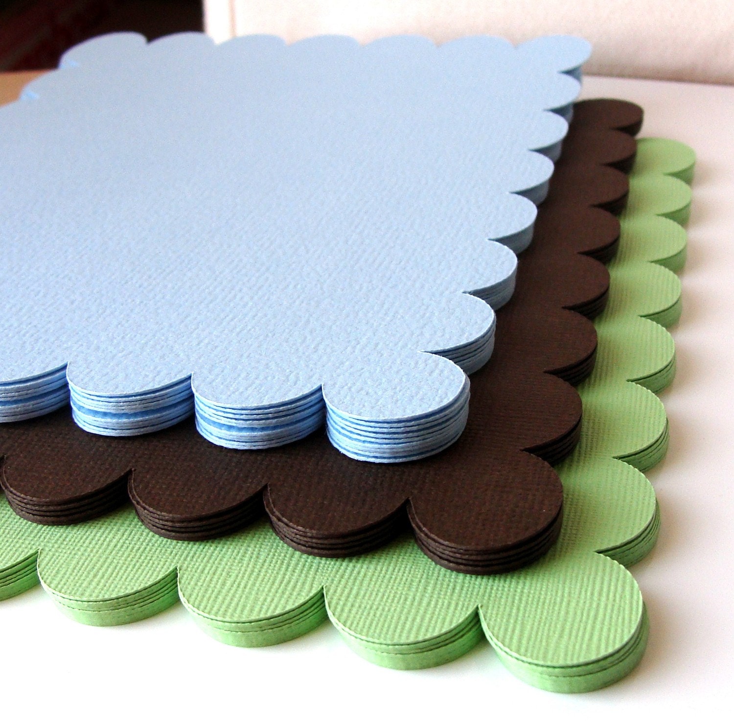 4 x 6 Scalloped Cardstock Flat Cards . You Pick Colors . Set