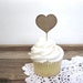Cupcake Topper -kraft paper heart picks - set of 12 - wedding decor, wedding cupcake, baby shower, birthday party, bridal shower