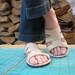 Tan Beige Crochet SANDALS - boho hippie summer shoes - CUSTOM MADE