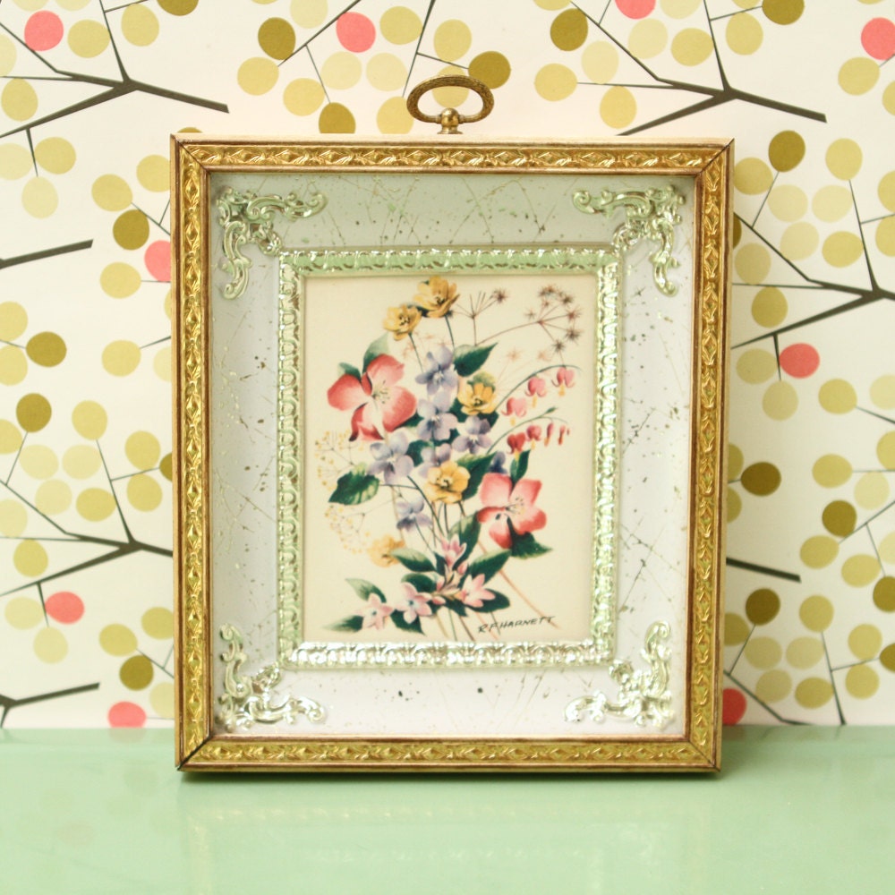 Vintage Framed Floral Prints by R.F.