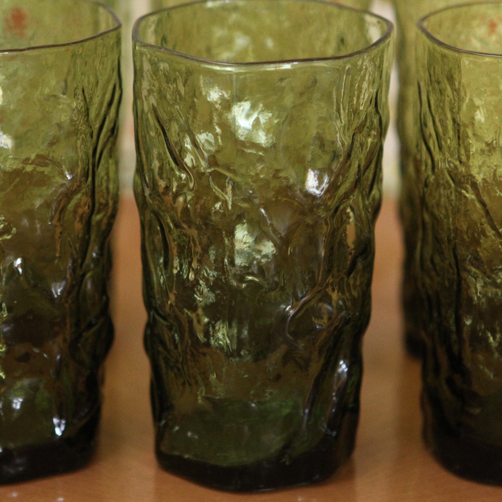 Vintage Green Drinking Glasses by BettysKitschen on Etsy