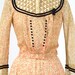Antique 1890's Dress - Coral Feedsack Cotton Print 19th Century Dress with Black Velvet Trim