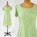 1960s Green Burnout Silk Dress - Vintage Sheer Leaf Green Silk
