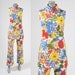 1960's Mod Flower Power Pants Suit - Pants & Tunic Set - Bright Blue Red Yellow Floral Print
