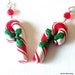 Red candy cane earrings, Christmas, polymer clay