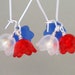 Red, white, blue earrings, tulip flowers, patriotic earrings