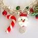 Christmas charm bracelet, lampwork glass, polymer clay