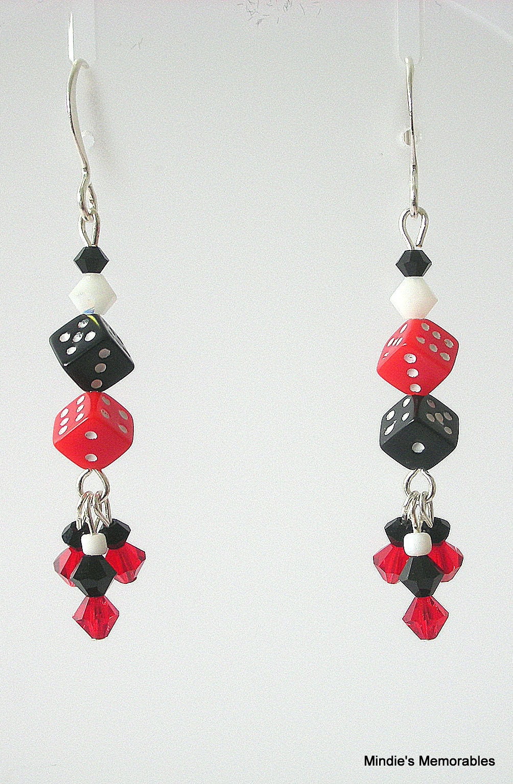 Lucky dice earrings red and black dice acrylic and Swarovski