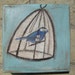 Want To Fly Bird in a Cage Original Mixed Media Painting