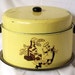 Vintage Cake Cover Yellow with Brown BBQ Picture Painted Tin Food Holder
